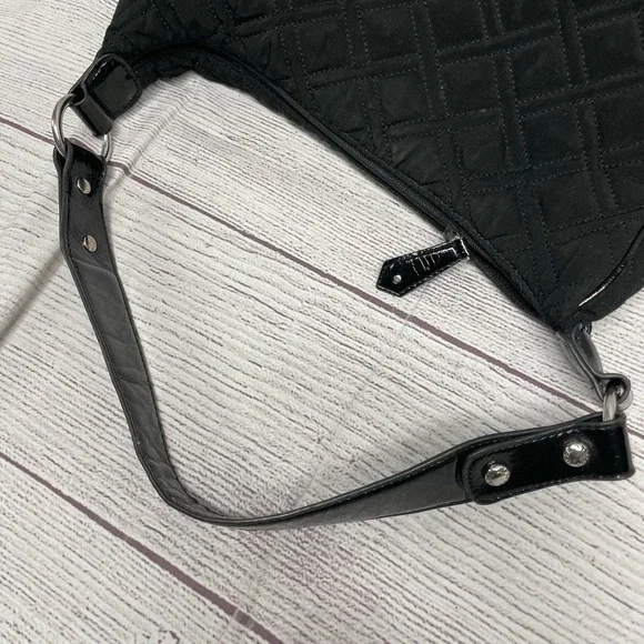 Vera Bradley Black Quilted Microfiber Shoulder Bag with Patented Leather Strap - Picture 8 of 14